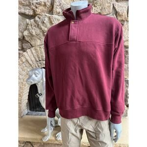 Orvis Fleece Lined Pullover Polo Maroon Sweatshirt Men’s Size XL